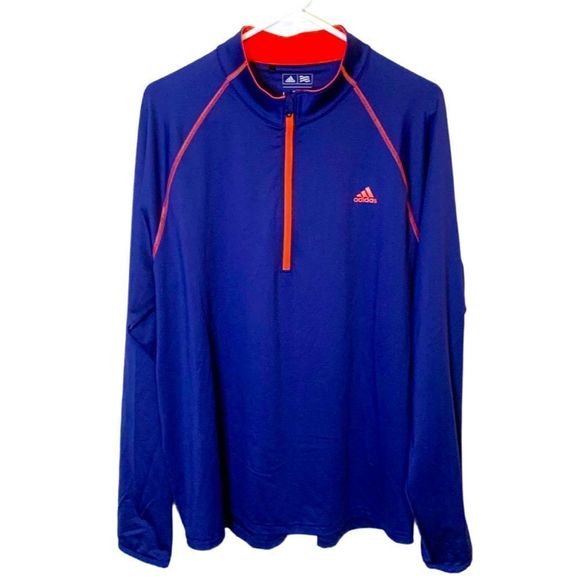 Adidas Pullover Jacket Navy Blue Orange Golf Activewear Casual Size Large - Picture 1 of 7